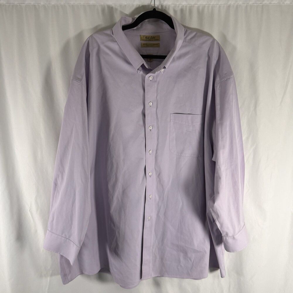 Roundtree Yorke Gold Label Dress Shirt Men's 20 34 Big Purple Button Up Collared